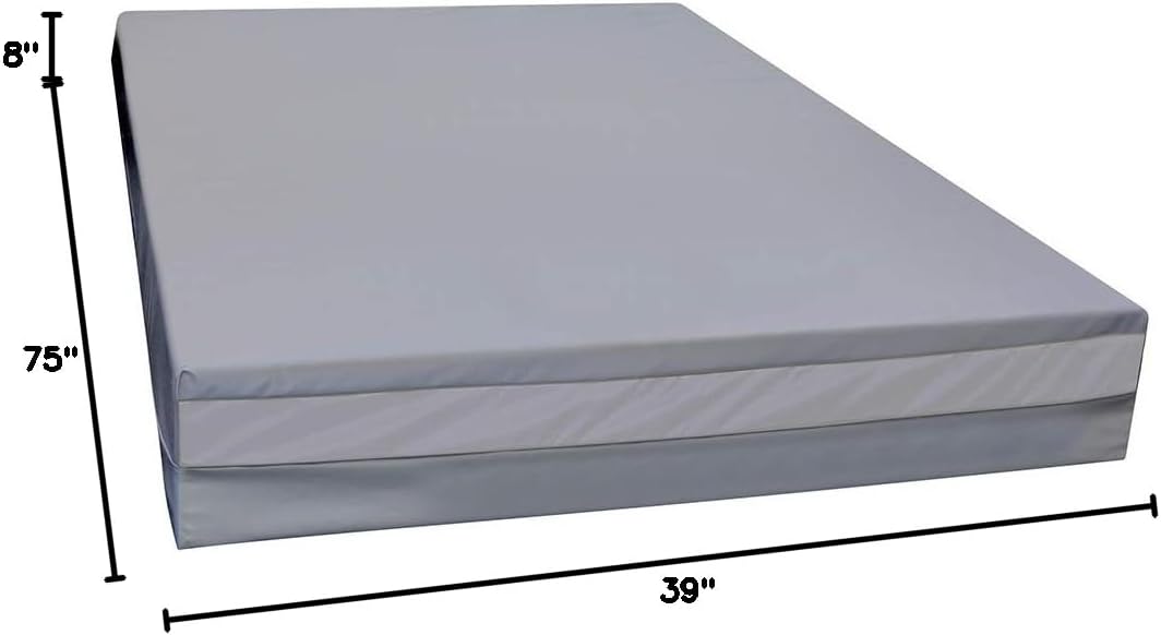 Adult Waterproof Incontinence Mattress – Twin 8″ Foam Mattress with Sealed Vinyl Cover, Easy Clean, Made in USA
